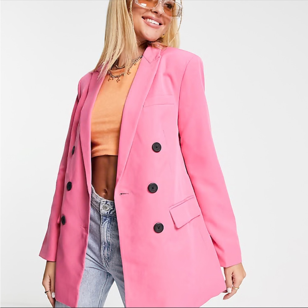 stradivarius Pink Double-Breasted Blazer